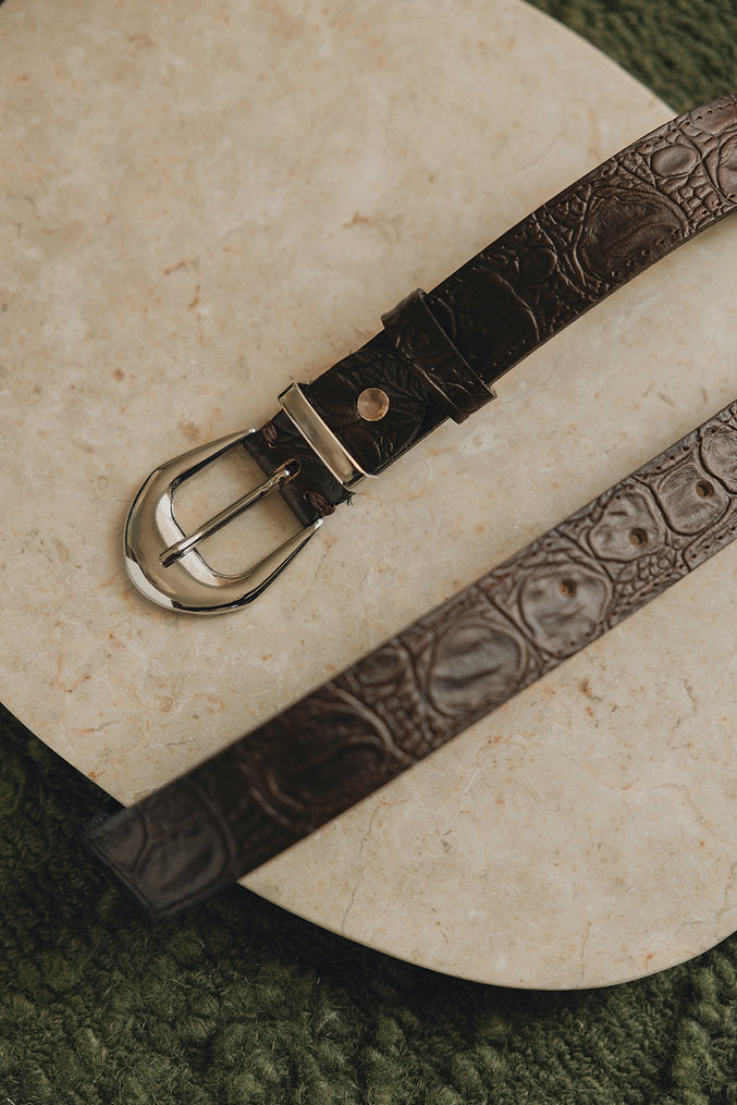 Individual Art Leather - "No words" belt Brown Nickel