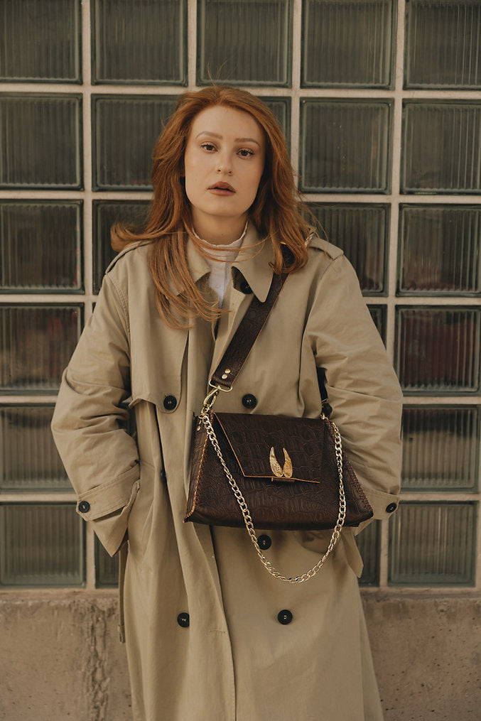 Individual Art Leather - "Wings" Brown Gold