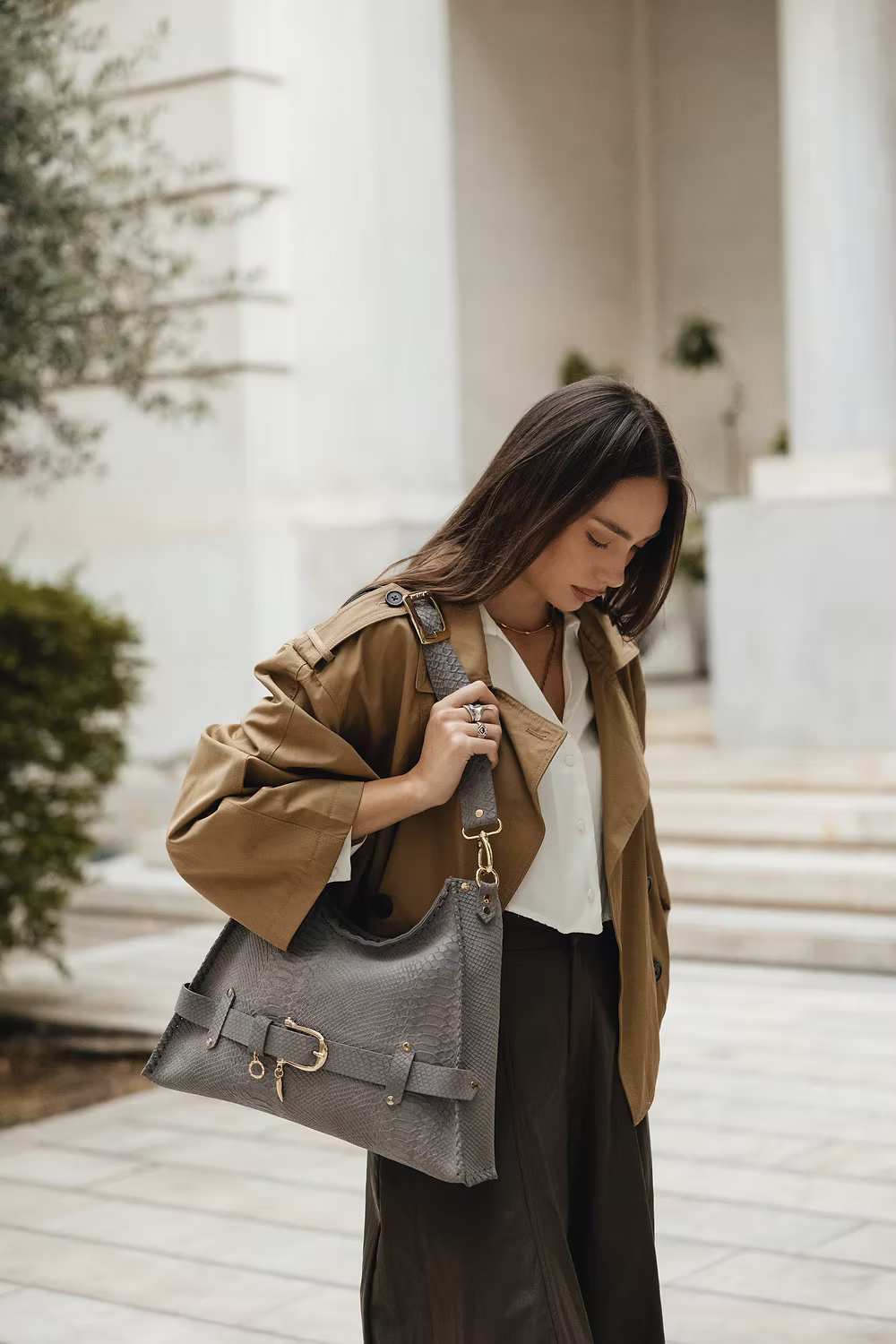 Individual Art Leather - "Together in electric dreams" Grey Suede Gold