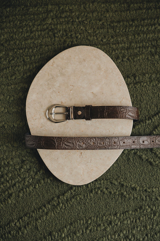 Individual Art Leather - "No words" belt Brown Nickel