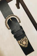 Individual Art Leather - "I see a morning" belt Black Nickel Gold