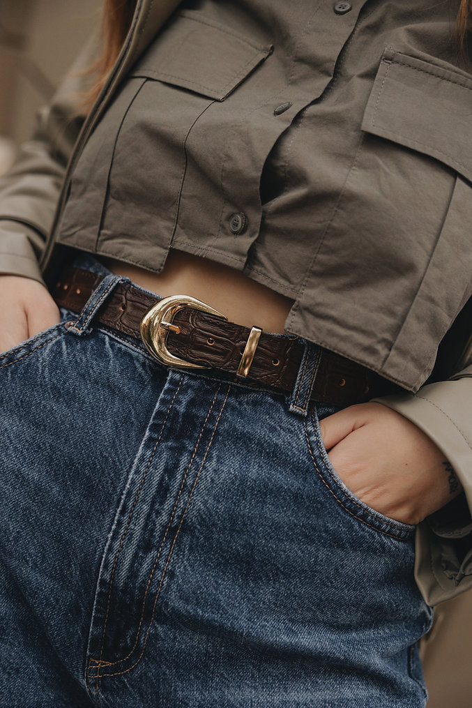 Individual Art Leather - "No words" belt Brown Gold