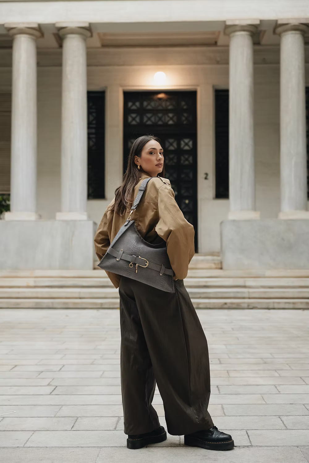 Individual Art Leather - "Together in electric dreams" Grey Suede Gold