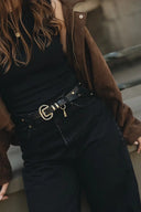 Individual Art Leather - "Mysterious girl" belt Black Gold