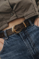 Individual Art Leather - "No words" belt Brown Gold
