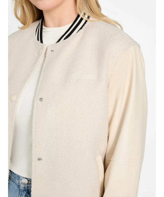 GUESS - Danielle College Bomber Jacket Beige