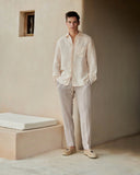 MANEBI - Linen Panama Shirt Beige and Rose