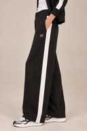 DKNY - High Rise Side Stripe Wide Leg Pants Black/Eggnog