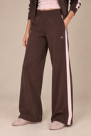 DKNY - High Rise Side Stripe Wide Leg Pants Espresso/Pink