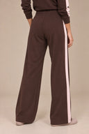 DKNY - High Rise Side Stripe Wide Leg Pants Espresso/Pink