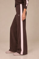 DKNY - High Rise Side Stripe Wide Leg Pants Espresso/Pink
