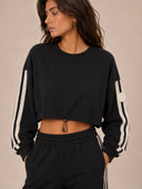 DKNY - Side Stripe Crop Blouse Black