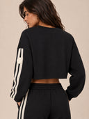 DKNY - Side Stripe Crop Blouse Black