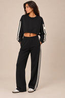 DKNY - Side Stripe Crop Blouse Black