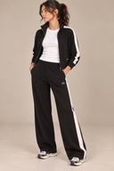 DKNY - High Rise Side Stripe Wide Leg Pants Black/Eggnog