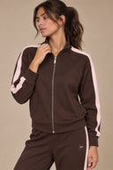 DKNY - Side Stripe Full Zip Jacket Espresso/Pink