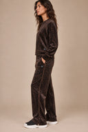 DKNY - Velour Animal Print Pants Espresso Leopard