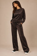 DKNY - Velour Animal Print Pants Espresso Leopard
