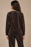 DKNY - Velour Animal Print Pullover Espresso Leopard