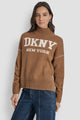 DKNY - Logo Intarsia Mock-Neck Sweater Brown