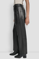 DKNY - High Rise Faux Leather Straight Pants