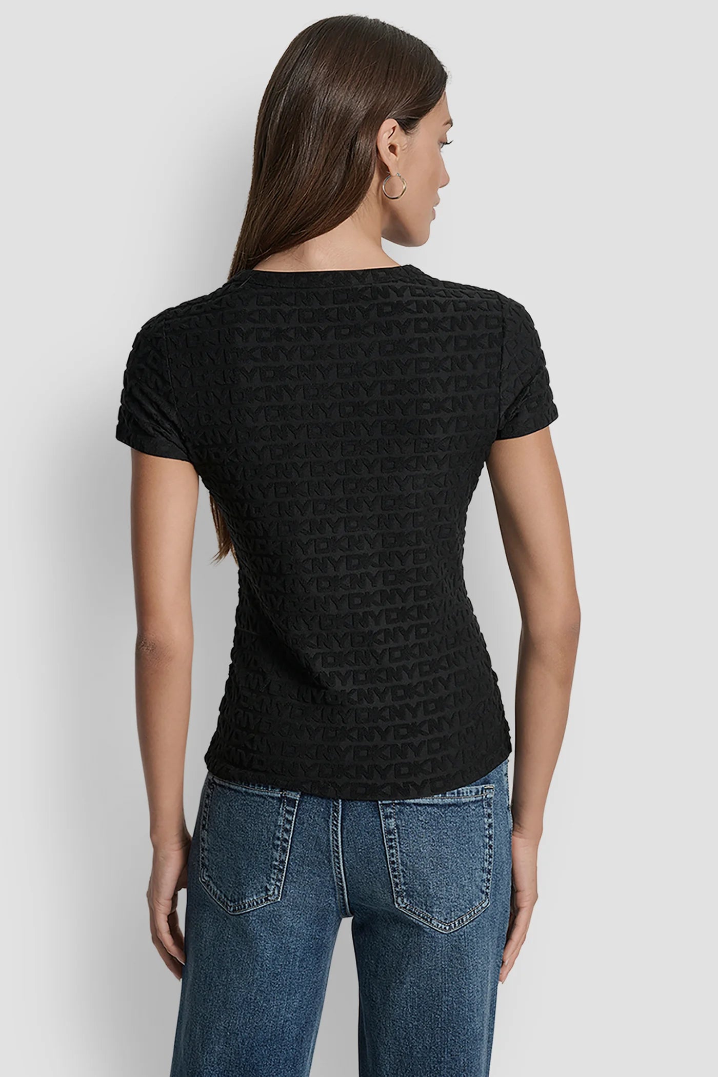 DKNY - Logo Jacquard Short Sleeve Crew Neck Tee Black