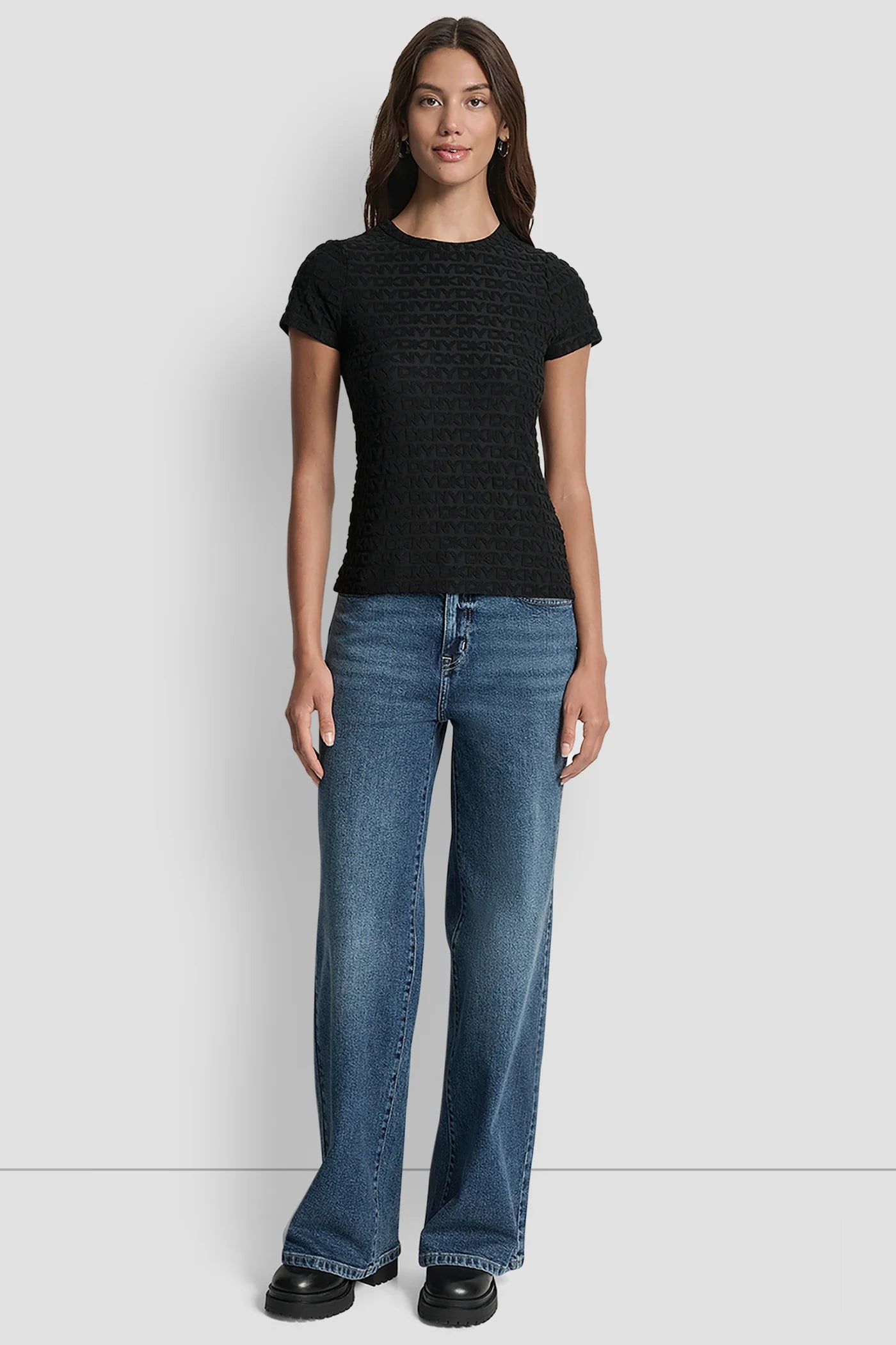 DKNY - Logo Jacquard Short Sleeve Crew Neck Tee Black