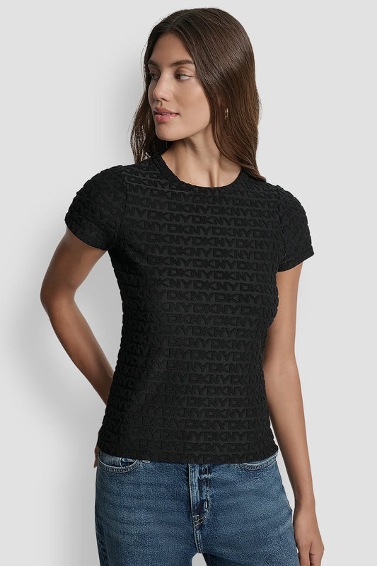 DKNY - Logo Jacquard Short Sleeve Crew Neck Tee Black