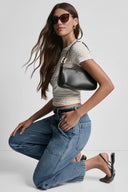 DKNY - Logo Jacquard Short Sleeve Crew Neck Tee Creme