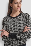 DKNY - Long Sleeve Crew Neck Logo Sweater Black