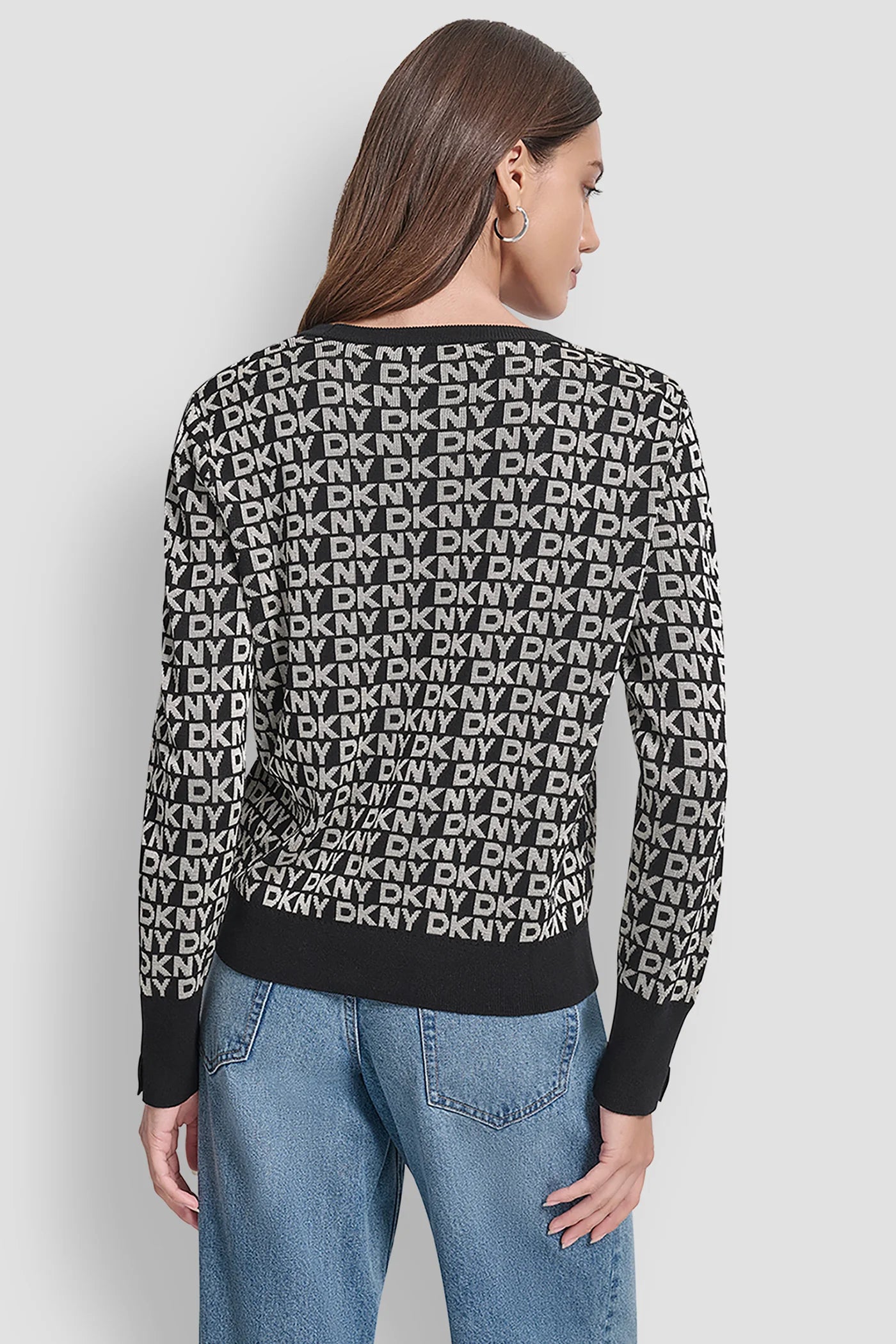 DKNY - Long Sleeve Crew Neck Logo Sweater Black