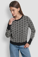 DKNY - Long Sleeve Crew Neck Logo Sweater Black