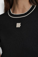 DKNY - Cropped Elbow Sleeve Top with Logo Black