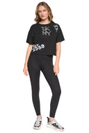 DKNY - Graffiti Rhinestone Logo T-Shirt Black