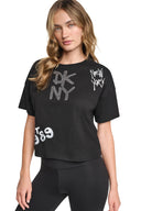 DKNY - Graffiti Rhinestone Logo T-Shirt Black