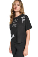 DKNY - Graffiti Rhinestone Logo T-Shirt Black