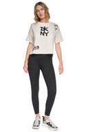 DKNY - Graffiti Rhinestone Logo T-Shirt Eggnog