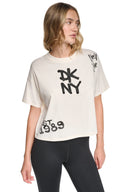 DKNY - Graffiti Rhinestone Logo T-Shirt Eggnog
