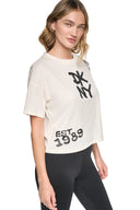 DKNY - Graffiti Rhinestone Logo T-Shirt Eggnog