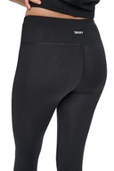 DKNY - High Rise Leggings Rhinestone Logo Black