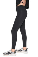 DKNY - High Rise Leggings Rhinestone Logo Black