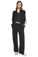 DKNY - High Rise Side Stripe Wide Leg Pants Black/Eggnog