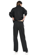 DKNY - High Rise Side Stripe Wide Leg Pants Black/Eggnog