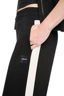 DKNY - High Rise Side Stripe Wide Leg Pants Black/Eggnog
