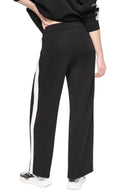 DKNY - High Rise Side Stripe Wide Leg Pants Black/Eggnog