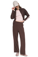 DKNY - High Rise Side Stripe Wide Leg Pants Espresso/Pink