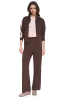 DKNY - High Rise Side Stripe Wide Leg Pants Espresso/Pink