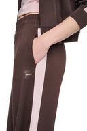 DKNY - High Rise Side Stripe Wide Leg Pants Espresso/Pink