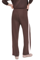DKNY - High Rise Side Stripe Wide Leg Pants Espresso/Pink