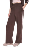 DKNY - High Rise Side Stripe Wide Leg Pants Espresso/Pink